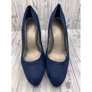 Fioni Women's Blue Suede shoes 4" heels pumps with plaid accents Size 10